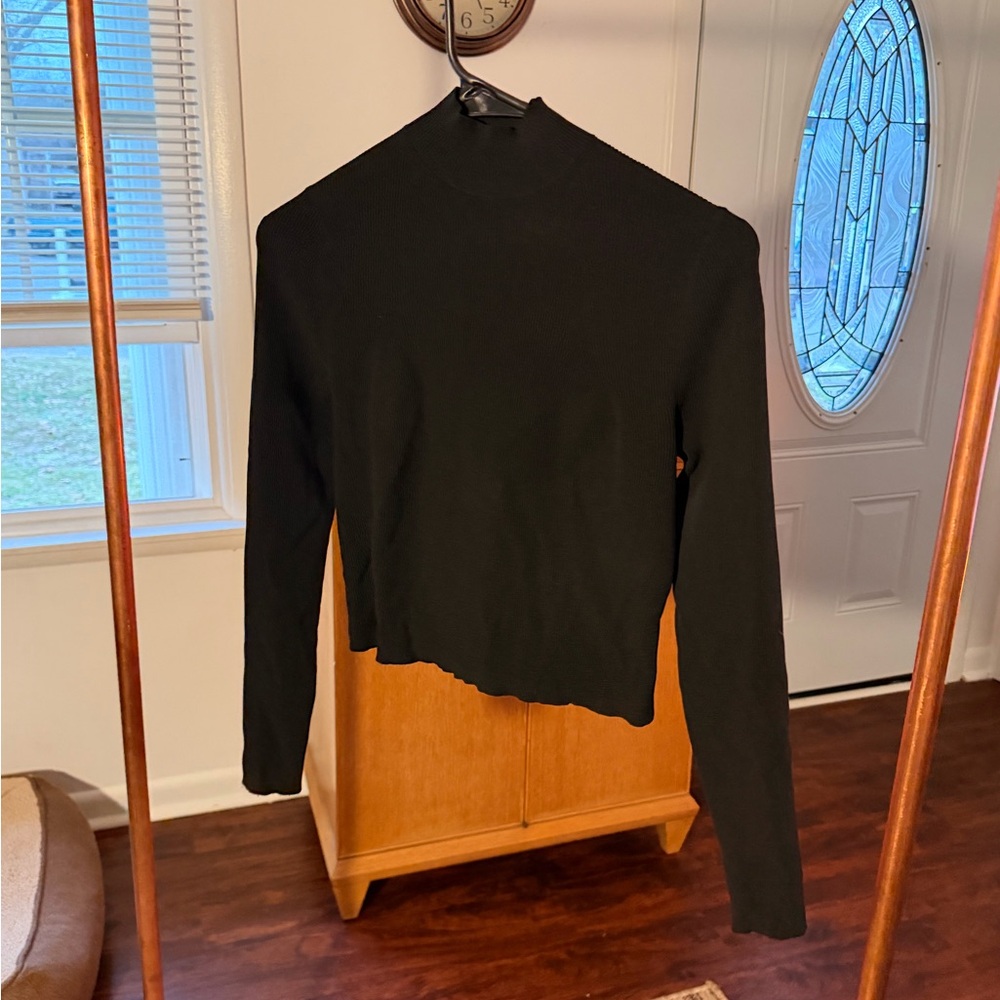 Lululemon Cropped Black (mini turtle neck) Open Back Sweater